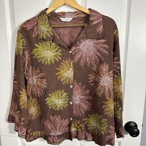 Fresh Produce linen top, loose, flowy, floral, multicolor, fall